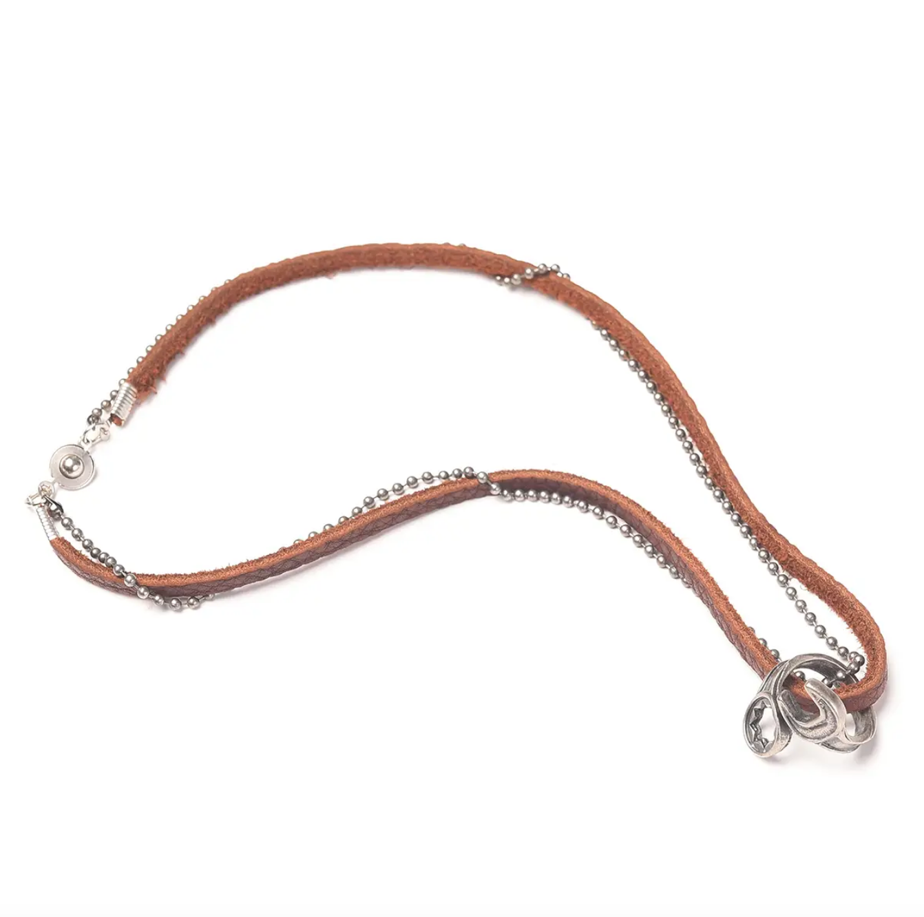 Wrenched Ring Leather Necklace