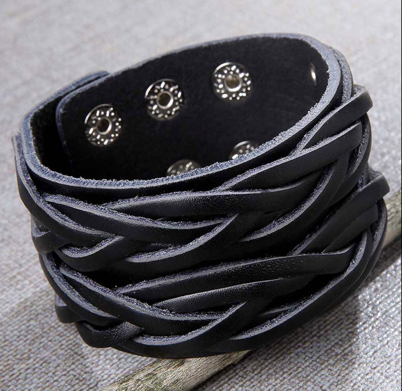 Braided Distressed Leather Bracelet