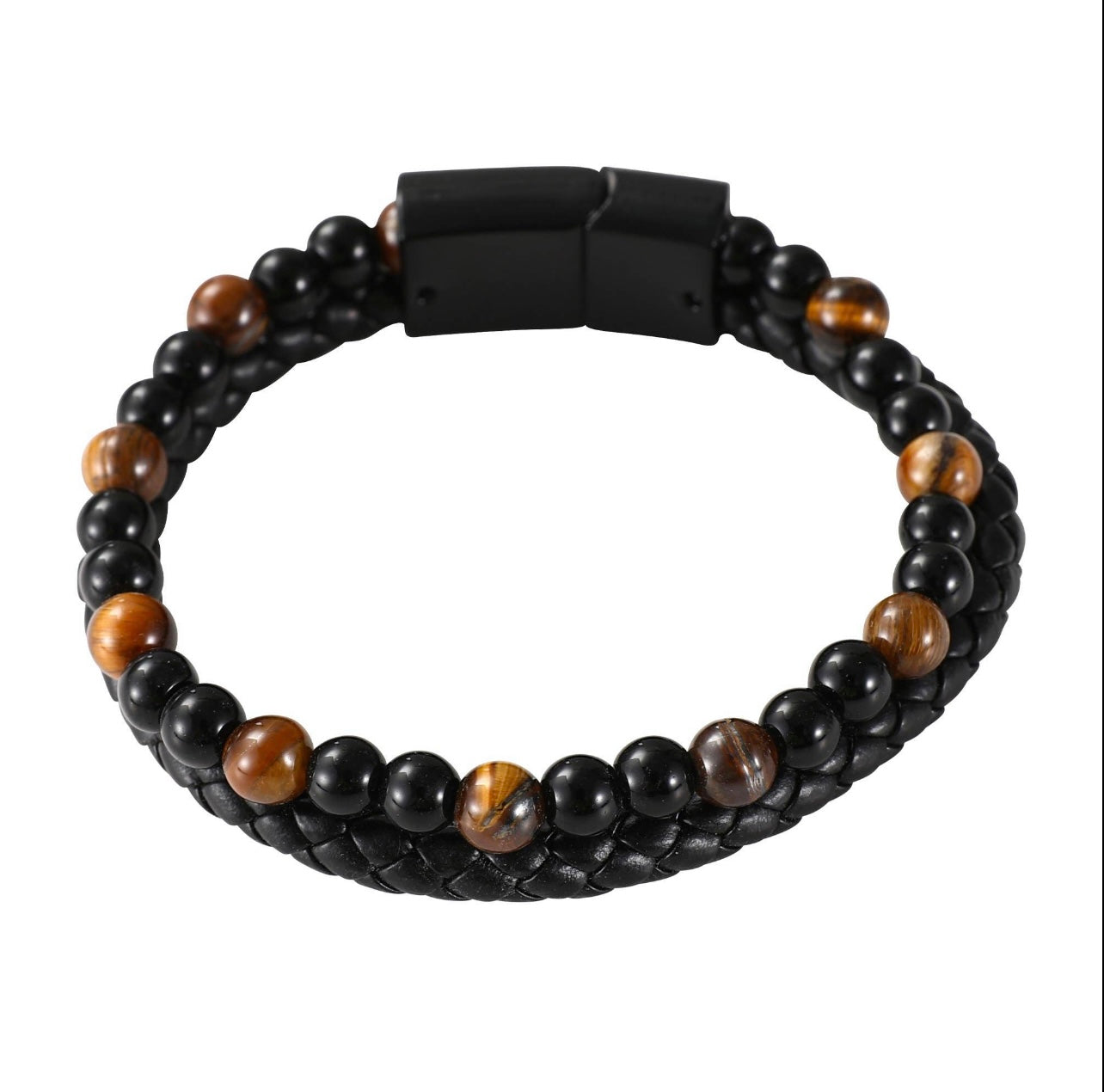 Lava Gemstone & Leather Bracelet